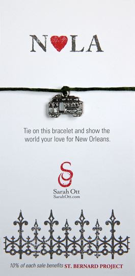 "NOLA Love", New Orleans Streetcar Dark Green String Bracelet