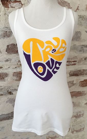 "True Love Purple & Gold" Women's Jersey Racerback Tank Top