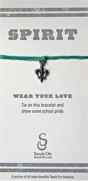 Fleur De Lis, Tulane Turquoise Linen String Bracelet