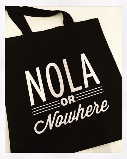 NOLA or Nowhere Black Cotton Tote Bag