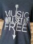 Music Will Set Us Free Indigo Blue Tri-Blend Dolman Tee